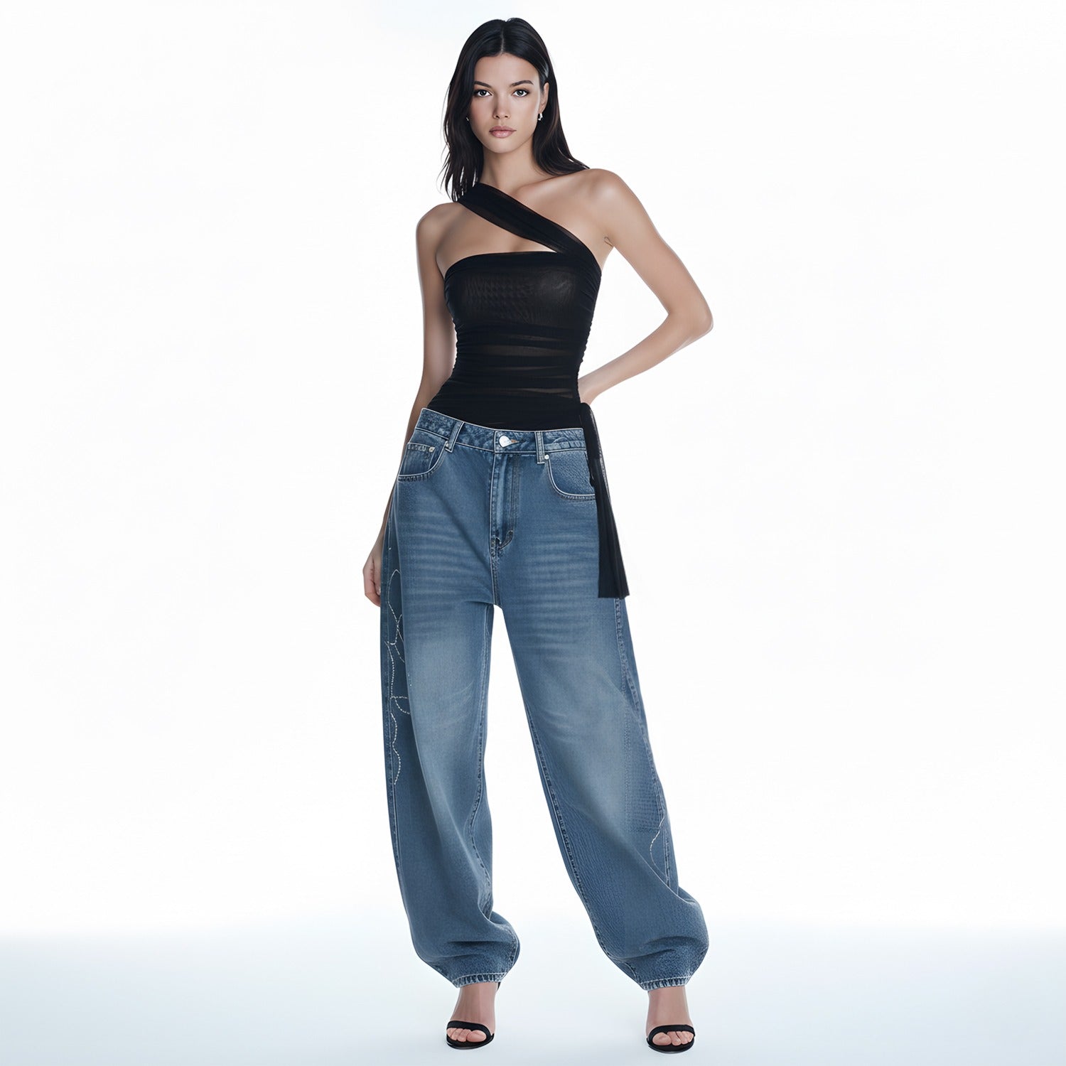 Top Tule Drapeado Liora - BIANC