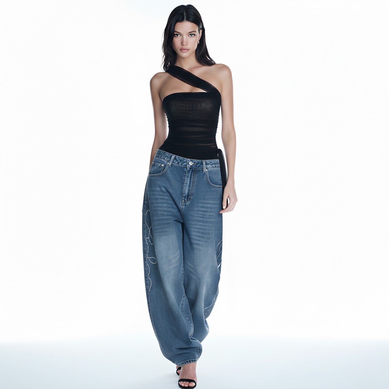 Top Tule Drapeado Liora - BIANC